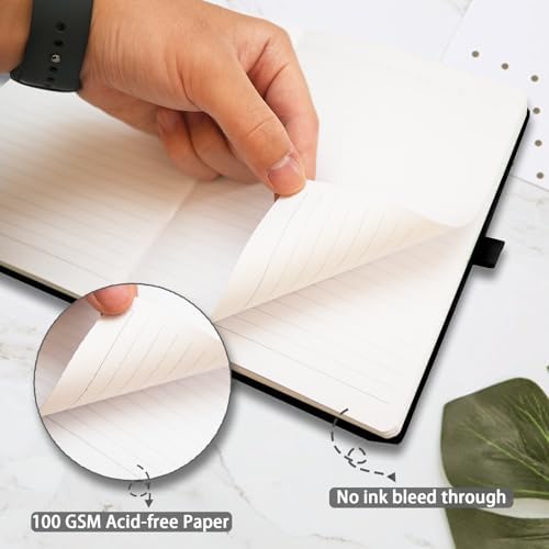 Heture Hardcover Notebooks, A5 Lined Journals Notebook for Writing 160 Pages, 8.2 x 5.5 inch, Classic Ruled Notebooks for College/Work/Travel (Black, 1 Pack)