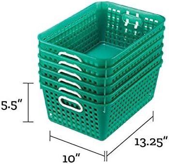 Really Good Stuff Large Plastic Book Baskets, 13.25" by 10" by 5.5"-12-Pack