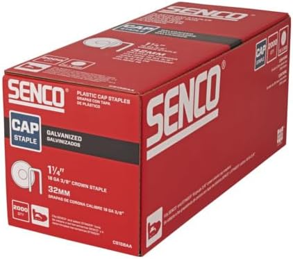 SENCO Cap Staples for Pneumatic Stapler, 1-1/4 inch, 2,000 Pack (CS15BAA)