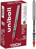 uni-ball uniball Vision Rollerball Pens with 0.7mm Fine Point, Red, 12 Count
