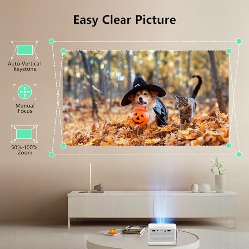 Yoton Y3 Mini Projector, Ultra-Compact 317g, 360° Stand, Auto Keystone