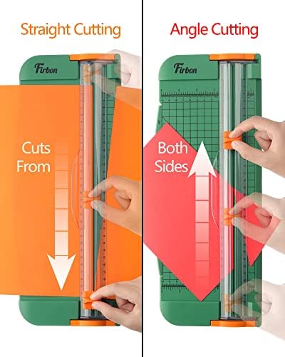Firbon Green A4 Paper Cutter Bundle with 5Pcs Black Refill Blades, 12 Inch Paper Trimmer with Side Ruler for Scrapbooking, Craft, Coupon, Label, Cardstock