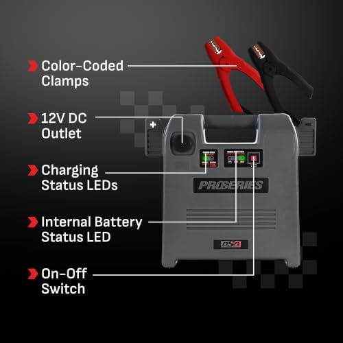 Schumacher Electric Car Battery Jump Starter & Portable Power Station - 1800 Peak Amps - 12V DC Power Outlet - with Overload & Short-Circuit Protection & Jumper Cables - DSR119