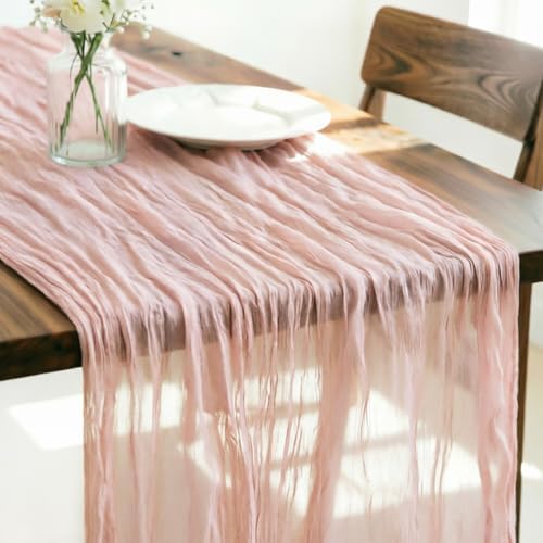 Pink Cheesecloth Table Runner Fall Boho Wedding Birthday Home Decor