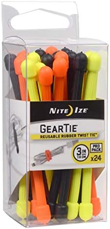 Nite Ize Gear Tie Original ProPacks - Reusable Rubber Twist Ties for Indoor & Outdoor Use - Bendable Wire Interior - Durable Rubber Exterior - Secure Grip - Assorted Colors, 3" (24 Pack)