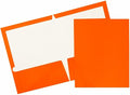 JAM PAPER Laminated Two Pocket Glossy Folders - Orange - 3/Pack