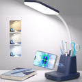 LED Desk Lamp with 10W Wireless Charging & Pen Holder, Navy Blue