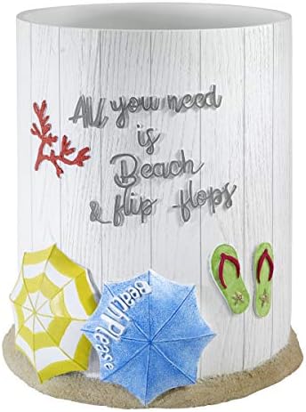 Avanti Linens - Wastebasket, Trash Can, Beach Inspired Bathroom Decor (Beach Mode Collection)