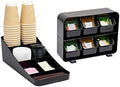 Mind Reader Tea Storage, Cup and Condiment Station, Set of 2, Countertop Organizer, Kitchen, 7.25"L x 15.5"W x 5.25"H, Black
