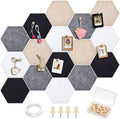 12x10 in 16 Pcs Hexagon Cork Board Tiles, Felt Pin Boards, Classic