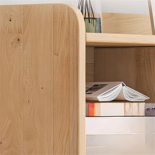 Unfinished Color Pine Book Rack 2/3/4-Tier Storage Solid Wood Cabinet, Pine Wood Storage Shelving Unit 8-Compartment Square Grid Cabinet Low Bookshelf Natural Finish 47.2"L x 9.4"W x 31.5"H