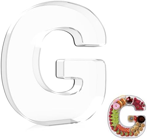 13.8" Extra Large Acrylic Letter Charcuterie Board Box, Reusable Fillable Letter Cake Candy Dish Display Serving Tray for Birthday Anniversary Party Decoration (G)