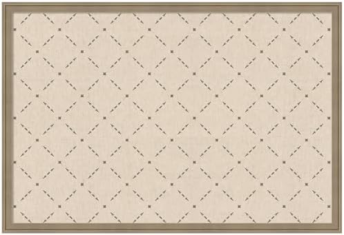 Kate and Laurel Framed Fabric Pinboard 38 x 26, Green Lattice Pattern Printed Linen Classic Bulletin Board for Use as a Vision Board or Wall Organization, Florence Light Brown Frame