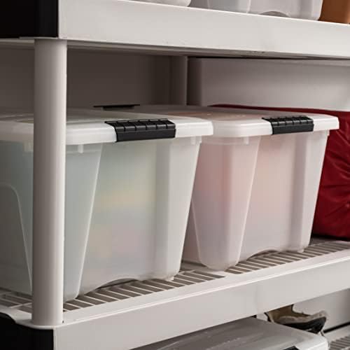 IRIS USA 4-Pack 32 Quart Storage Bins with Lids, Pearl