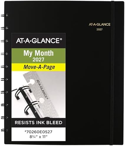 AT-A-GLANCE 2027 Planner, Monthly, 8.75" x 11", Unruled, Move-A-Page, Black (70260E0527)