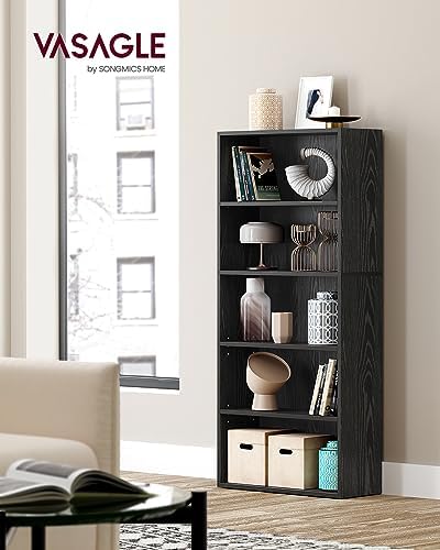 VASAGLE Set of 2 Bookshelves, 5-Tier Open Adjustable Storage Shelves