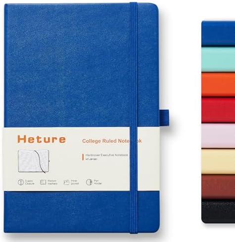 Heture Hardcover Notebooks, A5 Lined Journals Notebook for Writing 160 Pages, 8.2 x 5.5 inch, Blue Colors Classic Ruled Notebooks for College/Work/Travel (Blue, 1 Pack)