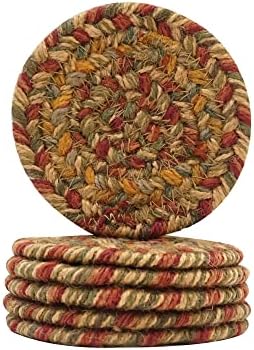 Homespice Harvest Braided Coasters for Country Decor, Round 4" Set of 6