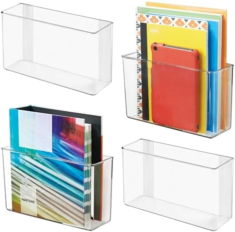 iDesign Adhesive Organizer Bin, Set of 4, Clear