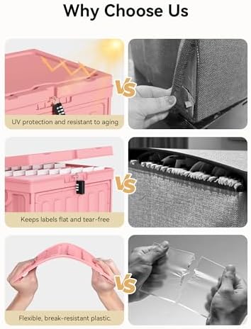 Oterri Lockable Plastic File Box with Lid for Letter-Size | Hanging File Folders Not Included. Pink, Large 1-Pack. Home, Office, Classroom, Dorm, Tax, Under Bed, Filing Cabinet.