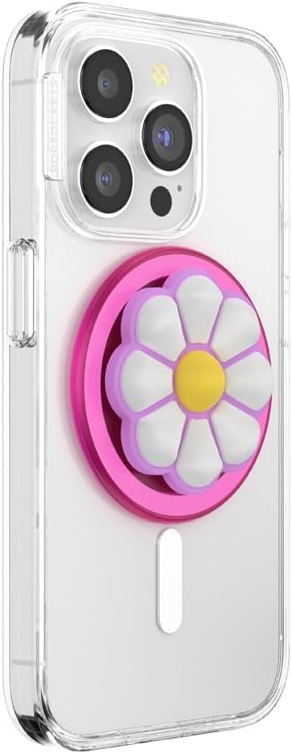 PopSockets Phone Grip for MagSafe, Magnetic Holder- Doodle Daisy Boca | Removable, For Kindle / Android / iPhone, With Magnet, Hot Pink, Fun, Cool, Unique