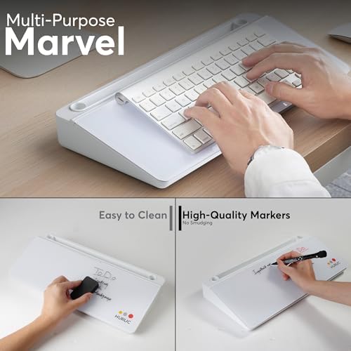 HURUC Desk Buddy Glass Desktop Whiteboard – Desk Board Buddy Hidden Storage