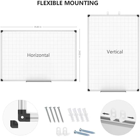 XBoard Magnetic Dry Erase Whiteboard with Lines 36 x 24 Inch