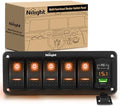 Nilight 5 Gang Rocker Switch Panel with PD Type C and USB Charger Voltmeter