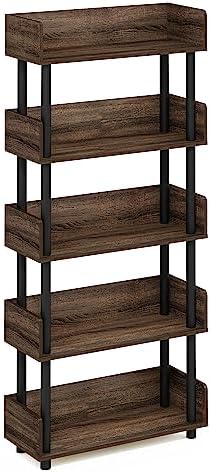 Furinno Turn-N-Tube 5-Tier Display Shelf, Open Frame, Walnut