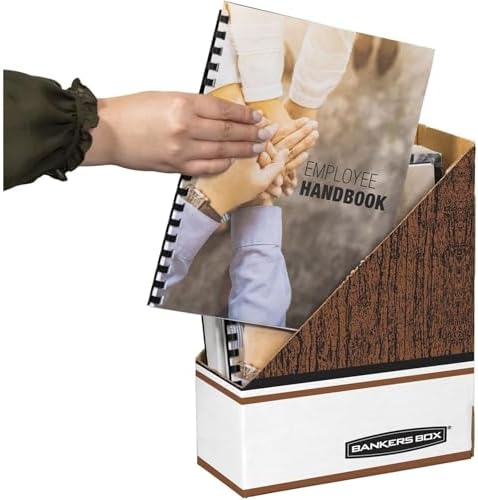 Bankers Box 12-Pack Magazine File Holders, Oversized Letter, Wood Grain | Organize oversized catalogs, manuals, and project binders with extra-capacity files built for heavier materials.