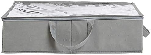 Amazon Basics Under Bed Storage Bags for Clothes, Blankets and Linens, Foldable Fabric Containers with Clear Window and Handles, 30.2" x 20" x 5.7", Gray, 2-Pack