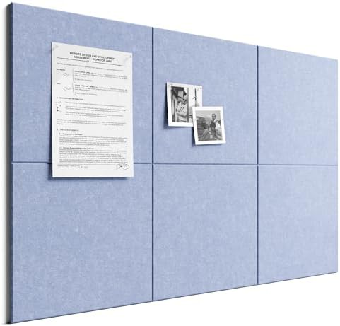 Bumusty 36"x 24" Large Felt Bulletin Board Tiles, Soft Periwinkle