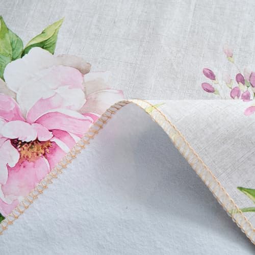 LIBERECOO Reinforced Vinyl Tablecloth with Flannel Backing Waterproof Oil-Proof Floral Plastic Table Cloth Stain-Resistant Wipeable Table Cover Not Stiff