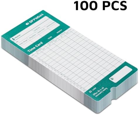 OFFNOVA Thermal Employee Time Cards, Monthly Double-Sided Punch Cards, 3.3" x 7.3", Auto Sensing & Auto Mark Late/Early Leave, 100 Pack for Office Time Clock