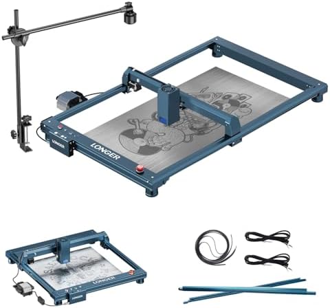 Longer Laser B1 20W Laser Engraver Cutter with Auto Air Assist, with Camera Kit, Auto Positioning & Capture, Y-Axis Extension,DIY Laser Engraver for Wood and Metal, Paper, Acrylic, Glass, Leather