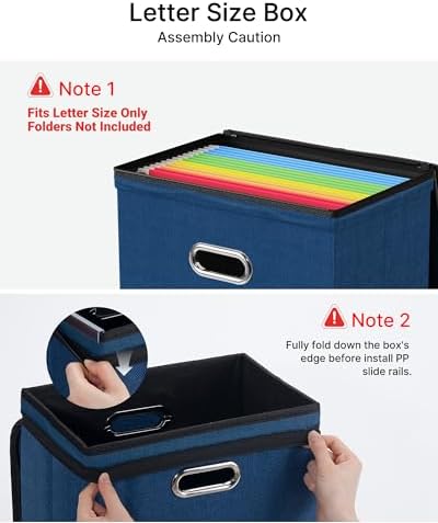 Oterri File Box Small 2-Pack Mesh Pockets Hanging Organizer for Letter-Size | Dustproof Lid. 3 Mesh Pockets. Collapsible Scratch-Resistant GRS Linen. Slide Rails. Office, Home, Dorm