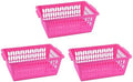 YBM HOME Plastic Perforated Storage Basket Bin Office Drawer, Shelf Desktop Countertop Tray Organizer 32-1188 (3, Pink)