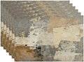 Batmerry Grey Abstract Art Linen Placemats Set of 6, Beige Painting Washable Table Mats for Kitchen Table Thickened Heat Insulation Dining Set Indoor Outdoor 12X18 in
