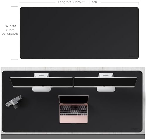 Mydours Giant Desk Mat, 63 x 28-inch Extended PU Leather Desk Pad, (Black)