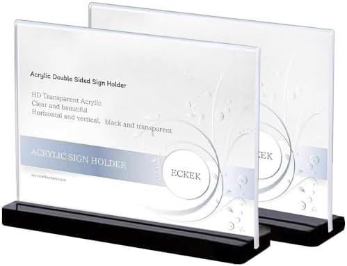 Acrylic Sign Holder (Black Horizontal A6 148×105mm/5.83×4.13 inches)