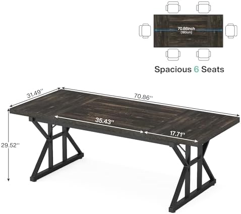 Tribesigns 70.8-Inch Executive Desk, Large Computer Office Desk Workstation, Modern Simple Style Laptop Desk Study Writing Table Business Furniture for Home Office (Black Oak, 70.8 Inch)