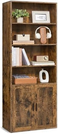 VASAGLE 6-Tier Bookshelf with Doors, 23.6 x 9.4 x 68.9 Inches