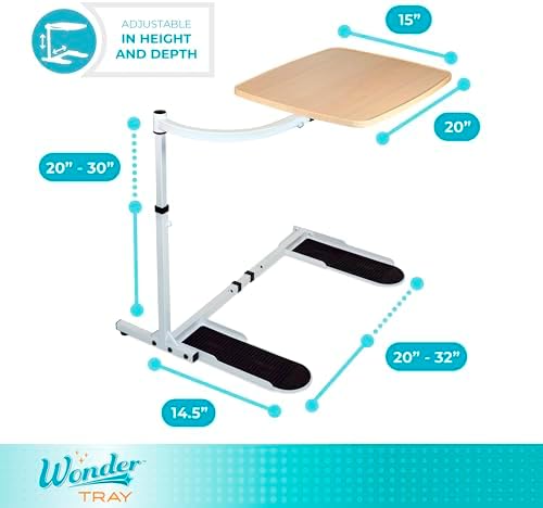 Stander Wonder Tray, Adjustable Swivel Table, Large Laptop Stand, Couch Desk, Side Tables & Gaming Bench, TV-Trays for Eating on Couches, Chairs, Recliners, Maple