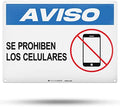 TRADESAFE Cellular Phones Prohibited No Cell Phone Use Sign, Se Prohiben Los Celulares, Quick Install Aluminum Safety Sign, Light Reflective, UV-Resistant, Waterproof for, 14” X 10” Spanish Sign