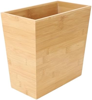 Elama 10.5 x 5.75 Inch Rectangle Bamboo Waste Basket, Bathroom Trash, Personal Trash Bin, Small Waste Bin