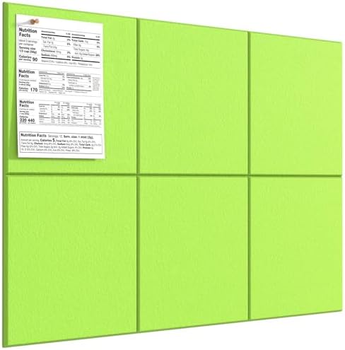 MaxGear Large Cork Board for Wall 36" x 24", Fruit Green Bulletin Board, 6 Pack Felt Wall Tiles with Pushpins, Cork Boards for Office Pin Board Tack Board Cork Boards