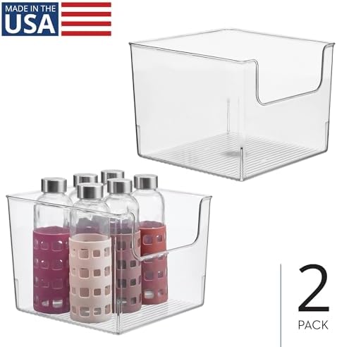 iDesign Open-Front Storage Bin, Set of 2, Clear