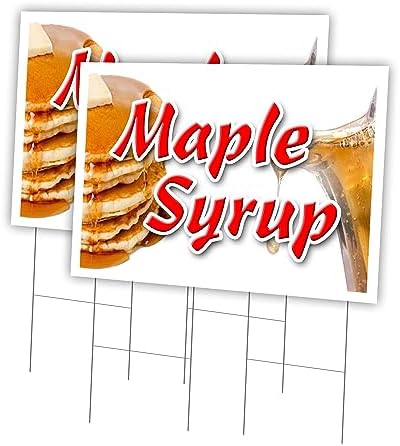 Maple Syrup 2 Pack of 24" x 36" Yard Sign & Stake | Advertise Your Business | Stake Included Image On Front Only | Made in The USA