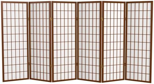 4 ft. Short Window Pane Shoji Screen - Walnut - 6 Panels