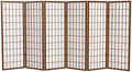 4 ft. Short Window Pane Shoji Screen - Walnut - 6 Panels